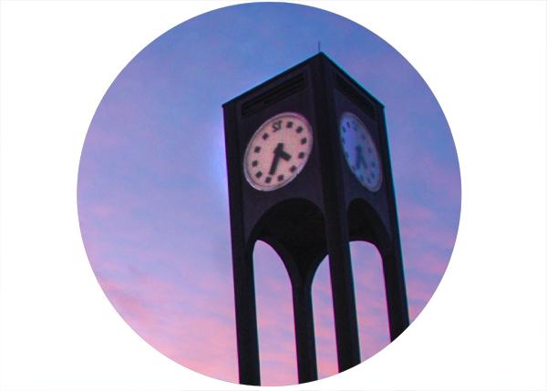 FSU clocktower against sunset sky
